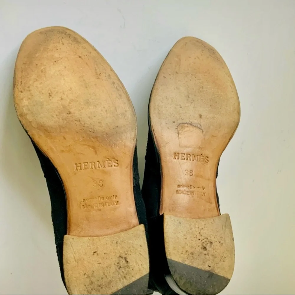 Hermès black suede Brighton boots - Picture 4 of 6